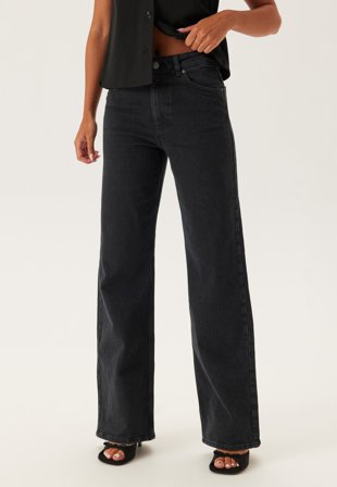 SELECTED - Slfwide Bea-kori Hw Jeans - Black Denim Detail:201 - Kläder - - Bubbleroom