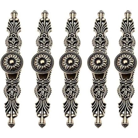 Set med 5 Vintage Retro Stil Skåpdörrhandtag Bronsfärg Möbelknopp för Gamla Retromöbler Bokhylla Byrå Garderob Låda