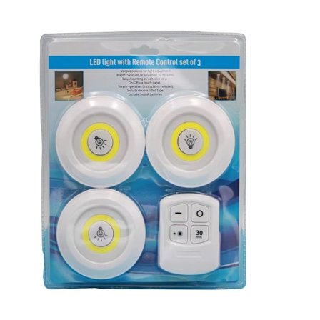 3-pakkaus LED-spottivalaisimia kaukosäätimellä, paristokäyttöinen