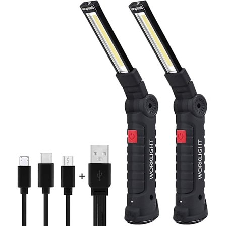 Ladattava LED-työvalo, kannettava tehokas ladattava LED-työvalo 5 tilaa Cob-magneettilamppu