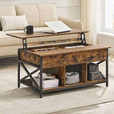 Soffbord med lyftbar bordsskiva och öppen/dold förvaring, 60 x