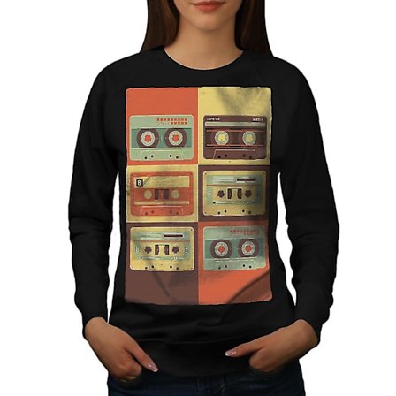 Vintage Cassette Music Women Blacksweatshirt