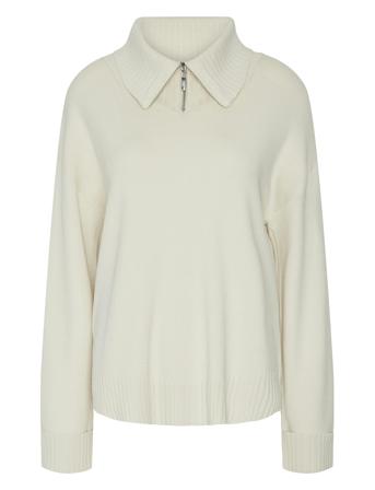 Yasfonny Ls Zip Knit Pullover S. - D2D Cream YAS