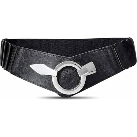 80-95 cm lang, 6 cm bred - Bredt bælte - Damebælte - Elastisk snøre - Sort