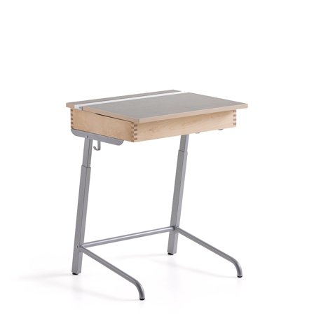 School desk AXIOM, sound absorbing linoleum, silver/dark grey