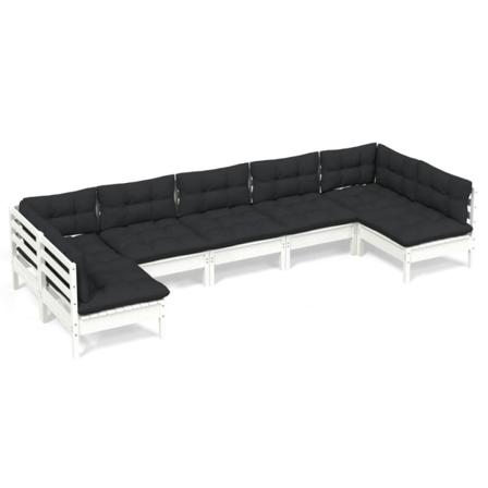 Vidaxl Loungegrupp Med Dynor 7 Delar Vit Massiv Furu Vit