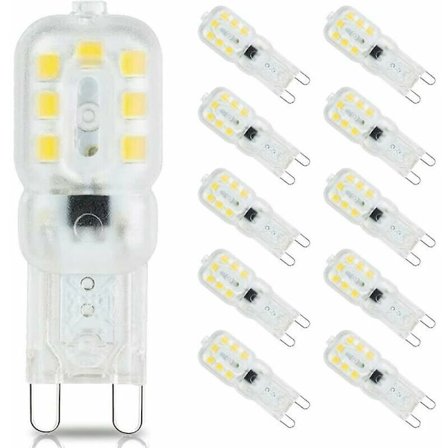 10 x 3W G9 LED-lampor, motsvarande 33W halogenlampor, 6000K dagsljus