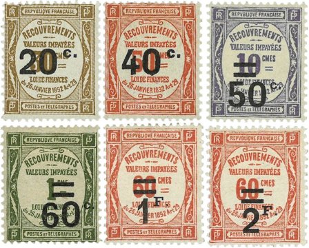 Frankrig 1917-1926 - YT TX49-54 - Portomærker - Ubrugt