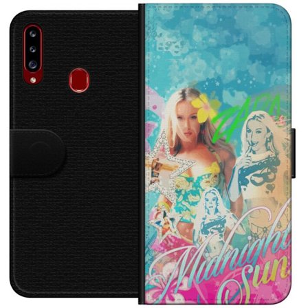 Kompatibelt Lommeboketui til Samsung Galaxy A20s Eventyrverden med Steve, Creeper og dyr i fargerik blokkgrafikk