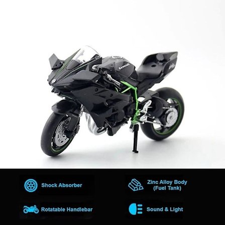1/12 H2r Ninja 250 metallinen leikkimoottoripyörä 1:12 Super sport racing ääni- ja valosarja lahja pojille