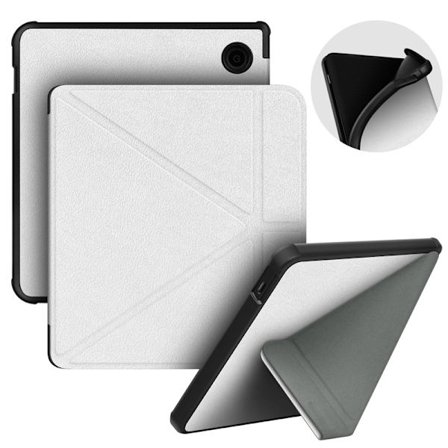 Etui til Kobo Libra Colour (2024) / Kobo Libra 2 (2021), Foldbart støtte PU læder etui (Hvid)