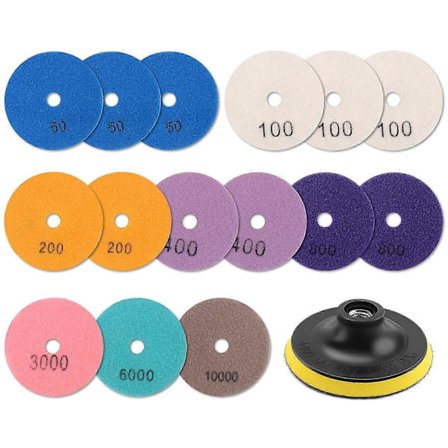 16 st Diamantpoleringsdynor Kit 4 tum 100 mm Våt/Torr för Granitsten Betong Marmor Polering Us Edition 0710