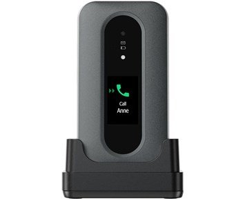 Doro Leva L31 - GRAPHITE/WHITE - Vikbar telefon med yttre skärm och laddningsstation
