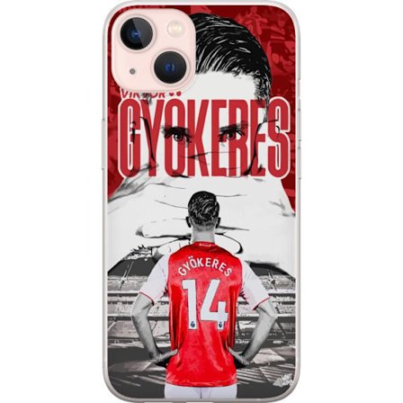 Yhteensopiva Puhelinkuori Apple iPhone 13 Viktor Gyökeres Arsenal - Jalkapallomotiivi paidalla numerolla 14 areenalla