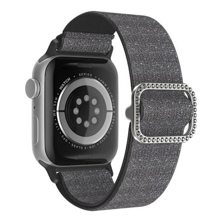 Joustava nailonranneke Apple Watch Ultra 2 49mm Glitter Musta