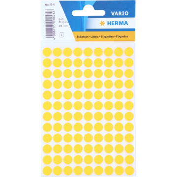 ETIKETT FARGEPUNKT GUL 8MM