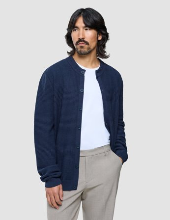 Shaping New Tomorrow - Structured Knit Cardigan - Dark Navy - Herr - Storlek XXL