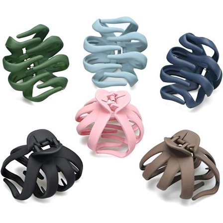 6-pak store hårklemmer til tykt hår, skridsikre farverige hårklemmer til kvinder (6 farver)