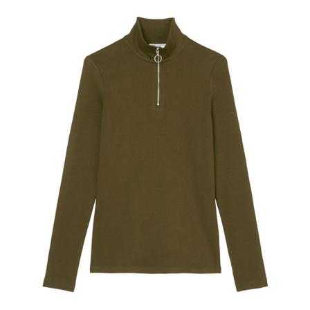 Marc O'Polo Half-zip long sleeve top Grøn, Dame