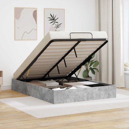 Ottoman Sängram Betonggrå 193 x 120 x 25 cm Konstruerat trä