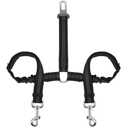 Dobbelt dyresikkerhetsbelte justerbart med elastisk strikk