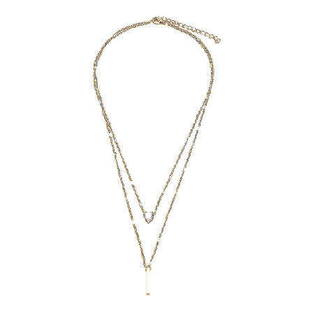 Personligt S^imple Hålbladshalsband Flerskikts Rund Pärla Rhinestone Hängande