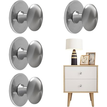 4 stk. dørknotter i rustfritt stål for skap, skapdørknotter, selvklebende dørknotter for skuffer, skap, garderober, skap