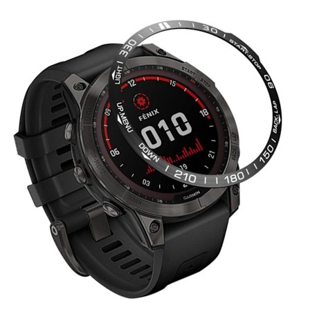 Garmin Fenix 7X ruostumattomasta teräksestä valmistettu kehysrengas - Musta Rengas Valkoiset Kirjaimet