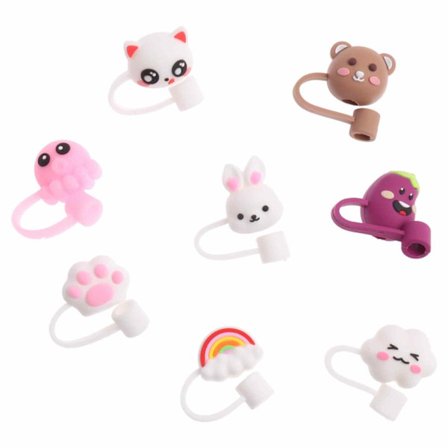 8 stk. Sugerørsdæksel Tilbehør, Sugerørsdæksel Straw Cover Sugerør Dækning Tilbehør, til Dækkapper Sugerør Støvhætte