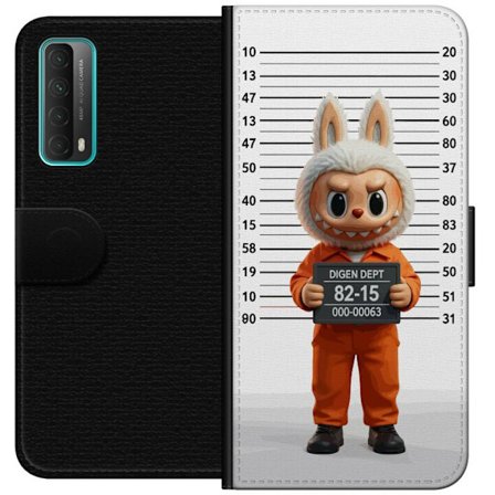 Yhteensopiva Lompakkokotelo Huawei Huawei P smart 2021 Söpö piirretty pupuhahmo vankilavaatteissa ja vankinumerolla taustana mittamerkinnät