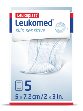 Leukoplast Leukomed Skin Sensitive Sårbandasje, 5x7,2 cm, 5 stk.