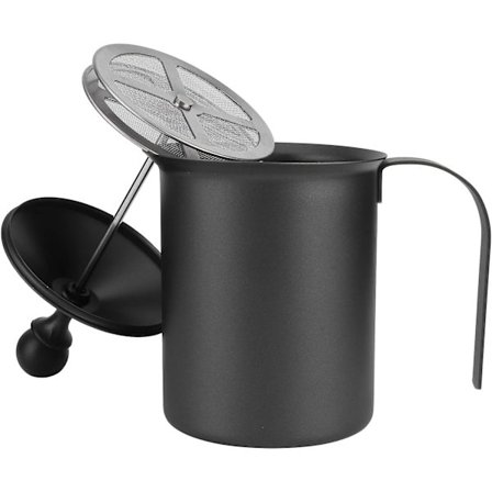 Stil Rostfritt Stål Manuell Mjölkskummare Dubbel Nät Kaffe Skum