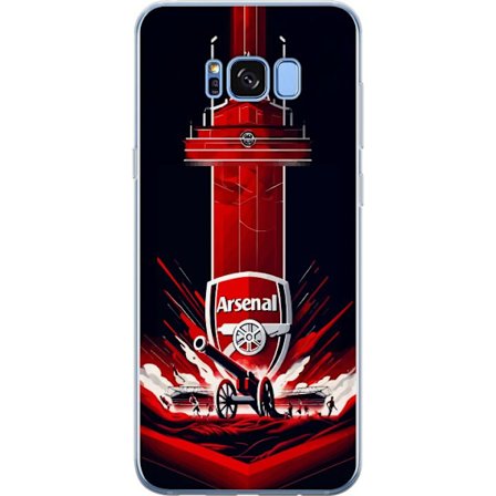 Yhteensopiva Puhelinkuori Samsung Galaxy S8 Arsenal-embleemi, jossa tykki ja stadionmotiivi voimakkaassa punaisessa ja valkoisessa urheilusuunnittelus