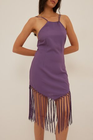 NA-KD Frills Detail Bottom Dress - Festkjoler - Lilla - EU 36