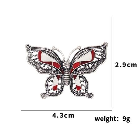 Djurbrosch för män och kvinnor Ancient Silver Butterfly - Röd - Metal Rabbit Head Needle