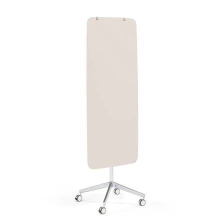 Mobile Glasschreibtafel STELLA gerundet, hellgrau