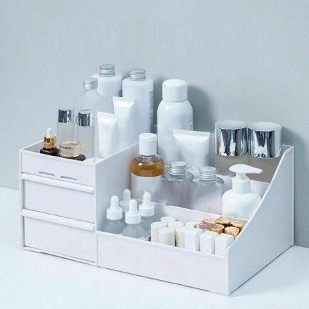 Makeup-boks til kosmetik opbevaringsboks hvid 34,5x21,3x16cm hvid 34,5x21,3x16cm