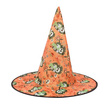 Halloween heksehat festdekoration buet hjørne net græskar tryk troldmand heksehat til børn (stil 13)