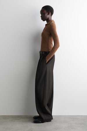 COS Koszulka Polo Z Wełny Merino in Brązowy