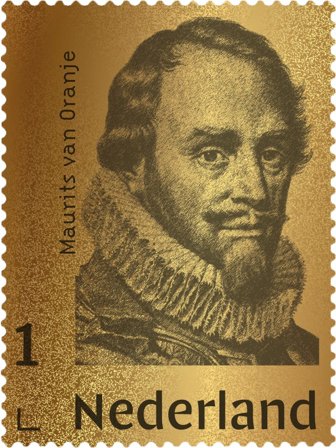 Holland - Hugo de Groot IV Maurits van Oranje Nassau - Postfrisk frimærke i 24 karat guld indkapslet i skrin