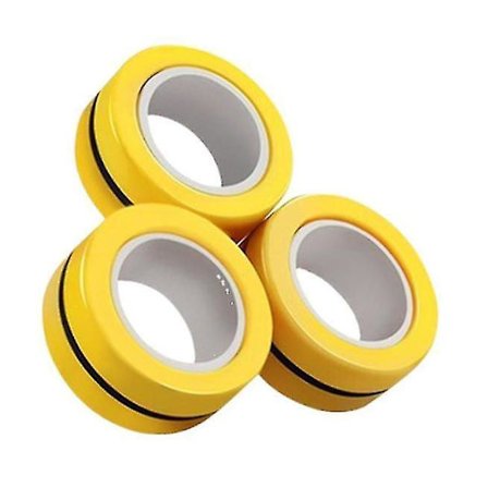 3 st Magnetiska Fingerringar Fidget Leksaker, Stress Ångest Dekompression Magisk Ring (Gul)