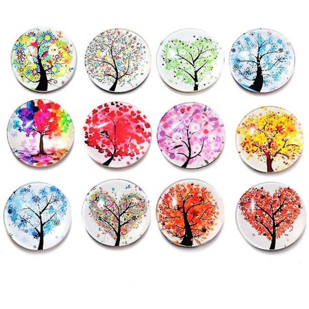 12 stk. kjøleskapsmagneter, glass kjøleskapsmagneter, kjøleskapsklistremerker, kontormagneter, whiteboardmagneter for kjøkken, hjemmekontor (assortert