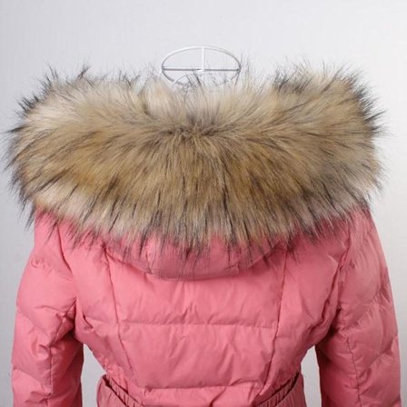 Dunjakke Pelskrave Stripe Faux Krage BRUN 65CM 65CM brun