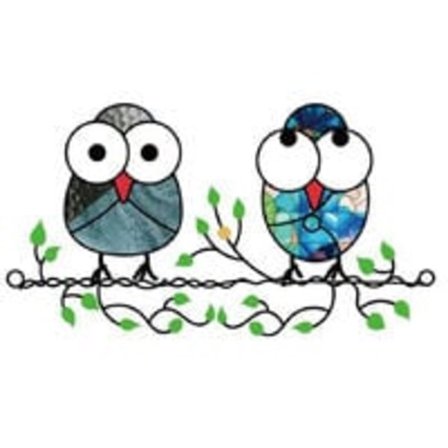 Hængende glasmaleri, uglevisir, væg- eller vinduesdekoration i metal