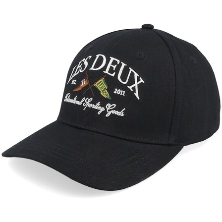 Les Deux - Ivy League Organic Baseball Cap Black Adjustable Adjustable Black Cap - @ Hatstore