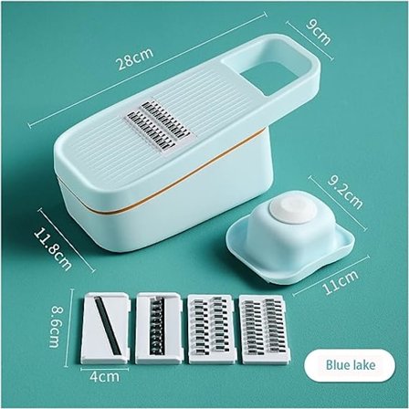 Vegetabilislicer, Multiskärare, Rivjärn för Grönsaker, Mandolin, Potatisskalare, Morots- och Fruktskärare, Kökstillbehör, Grönsaksskärare (Färg: Blå 