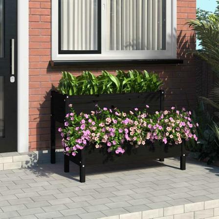Vidaxl Odlingslåda Svart 110x84x75 Cm Massiv Furu Svart