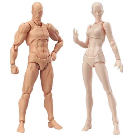 Action Figure Kropp Kun & Chan 2 stk Tegne Mannekeng Sett Pvc Bevegelig Action Modell Skrivebordsdekor For
