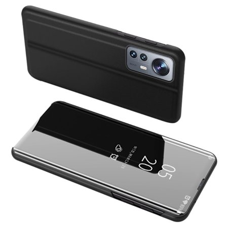SKALO Xiaomi 12 Pro Clear View Mirror Lompakko - Musta