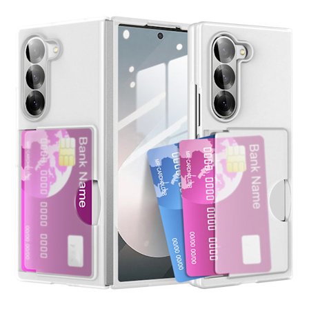 Etui til Samsung Z Fold 7, kortholder, støtteben, hårdt PC-bagcover (Transparent)
